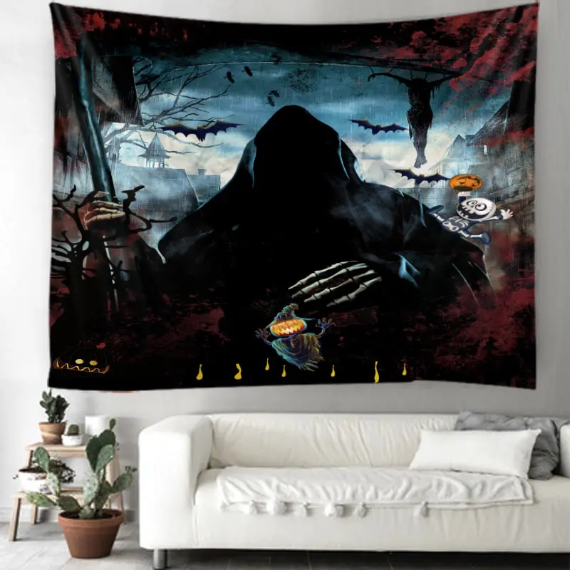 Хэллоуин серии гобелен тыква Таинственный лес задний фон луна ночь череп