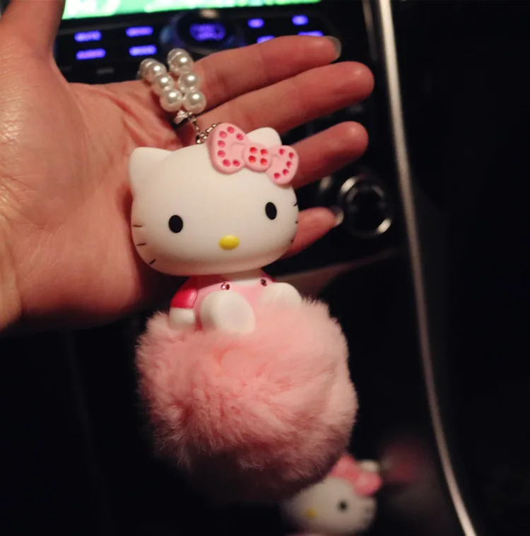 Хрустальный брелок Hello Kitty для авто-стайлинга Interio, подвесная кукла со стразами, брелок для ключей, подвеска для автомобиля, зеркало заднего вида - Цвет: 5