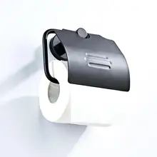 Краткое стиль латунный держатель рулона туалетной бумаги Диспенсер Органайзер аксессуары настенный для дома ванная комната отель магазин-черный