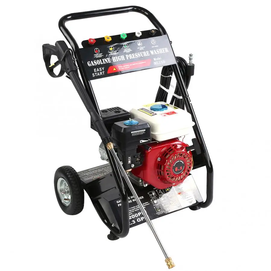 

180bar 6.5PH Petrol High Pressure Washer Machine 196cc Gasoline Clean Equipment Low Oil Protection for Terraces Lanes Sidewalk