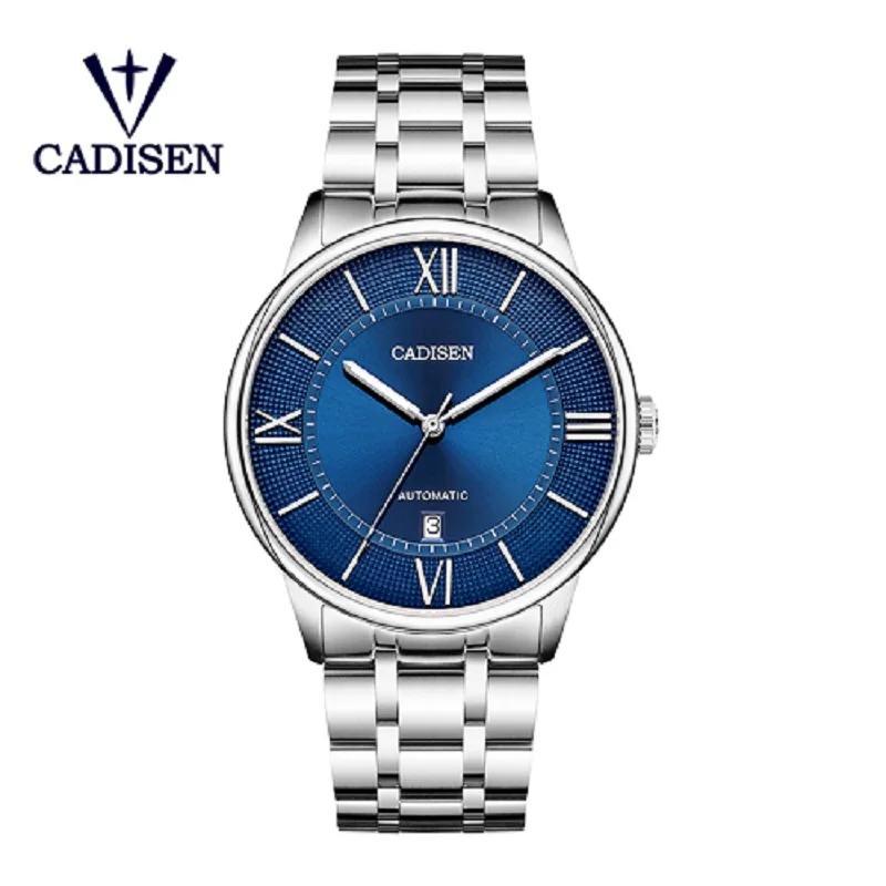 blue CADISEN Мужские механические часы Miyota 8215 Move Мужские t автоматические светящиеся водонепроницаемые мужские часы из нержавеющей стали Relogio Masculino - Цвет: blue