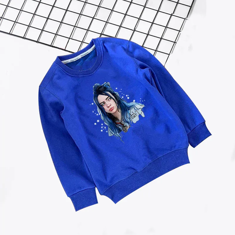 kids hoodies 8 Г. Весенне-осенний костюм с капюшоном для маленьких девочек и мальчиков Billie Eilish, топы с длинными рукавами, хлопковая футболка, свитшоты одежда для малышей - Цвет: kids hoodies 8