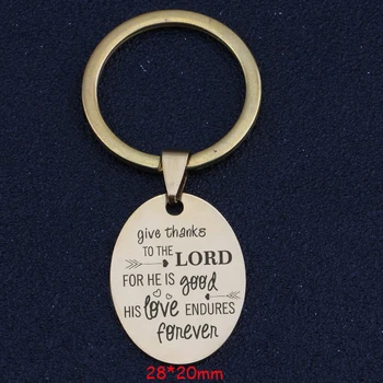 

Believer Oval Keychain Give Thanks To The Load For He Is Good Endures His Love Forever For Thanksgiving Key Ring Gift