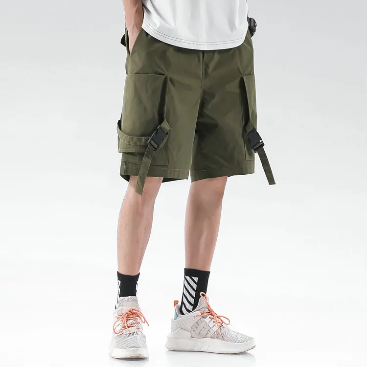Army Green Красивые летние мужские шорты-карго в стиле хип-хоп Харадзюку, шорты для бега, уличная одежда с карманами, армейский зеленый хлопок, повседневные шорты в стиле милитари - Цвет: Army Green