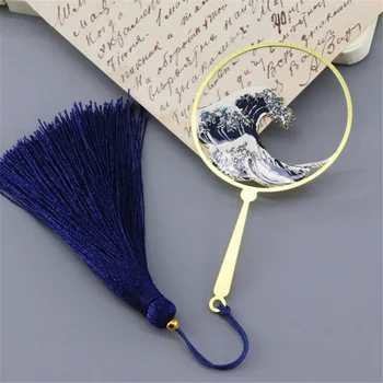 

New Shenlaichuan Surf Fan Wave Metal Fringed Bookmarks Creative Brass Elegant Literary Exquisite Gift Bookmark