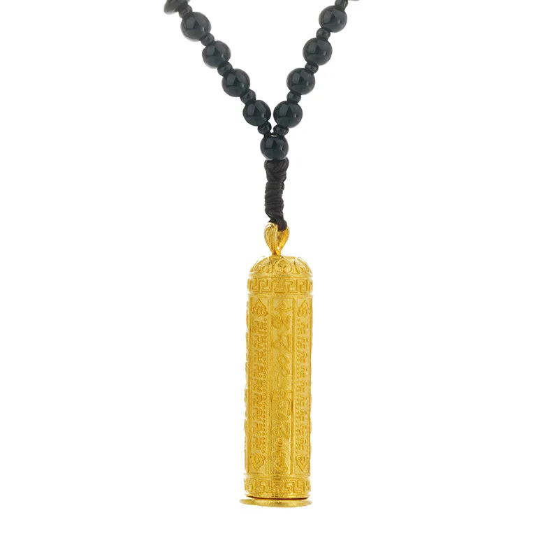 gold black OMHXFC NL234 Европейская мода Лидер продаж обувь для мужчин и женщин для вечеринки, дня рождения свадебный подарок Будды цилиндр 24KT Золотая подвеска Цепочки и ожерелья - Цвет камня: gold black