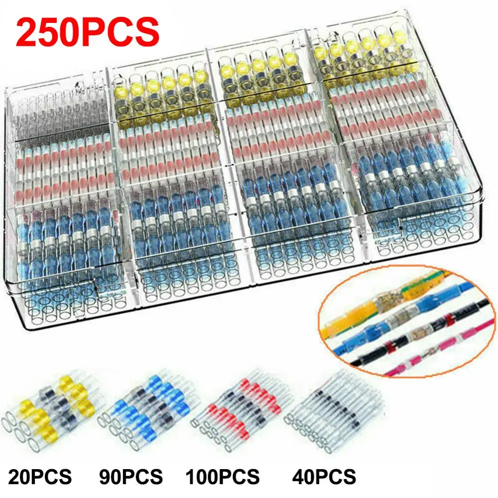 

250Pcs Practical Electrical Waterproof Seal Heat Shrink Butt Terminals Solder Sleeve Wire Connectors Heat shrinkable solder ring