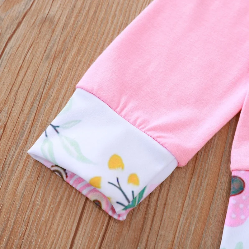 Children's Set Two-Piece Long-Sleeved Trousers Baby Girls Casual Fashion Letter Floral Print Hooded Sweater Pants Tracksuit Set