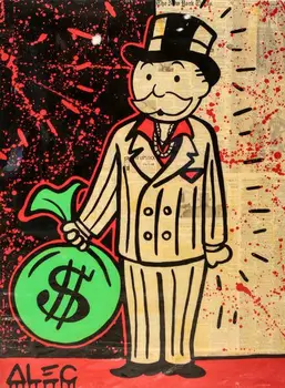 

Hand Painted Street Art Rich Man Alec Monopolyingly Oil Painting Graffiti Art Wall Art For Living Room Home Decor