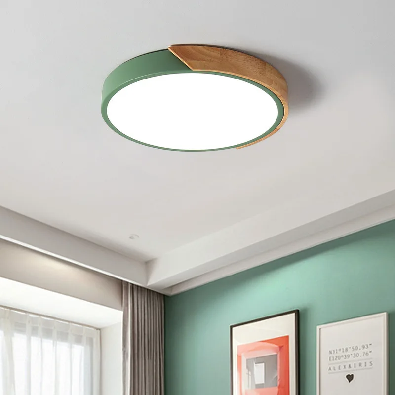 

Modern and simple macaron log ultra-thin ceiling lamp led living room bedroom round 60cm study lights