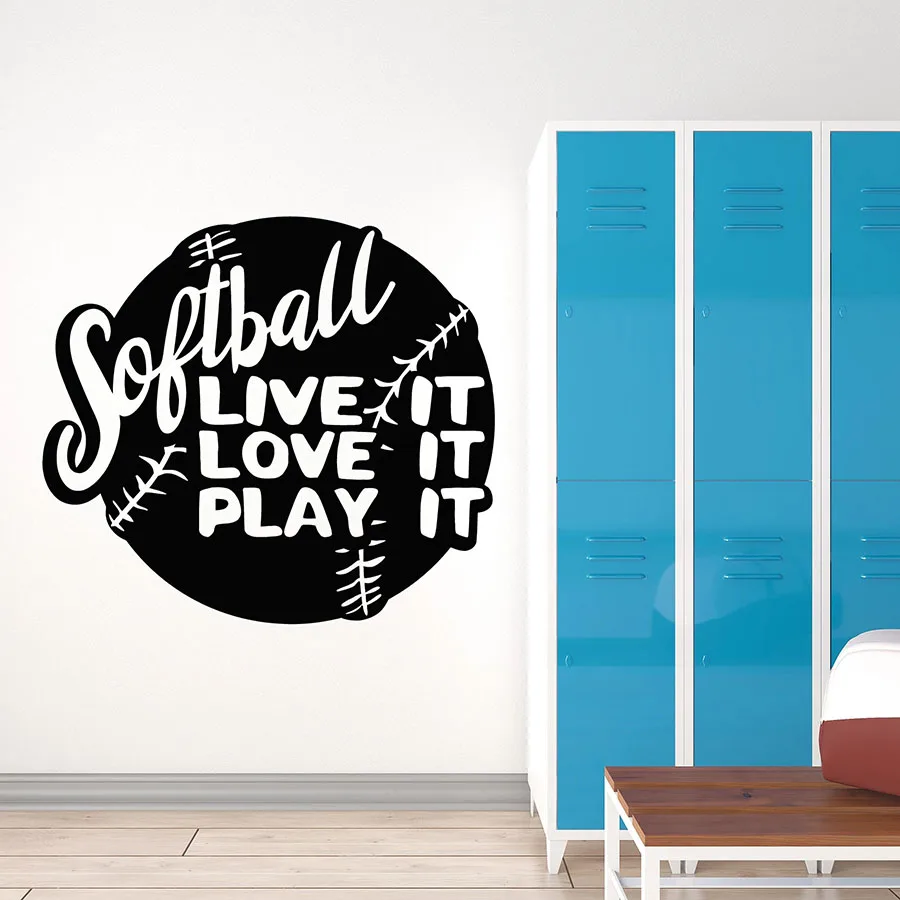 Софтбол Наклейка на стену слова мяч игра Спорт надписи Живая Любовь играть