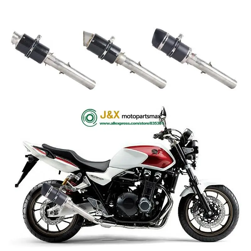 Motorcycle Full System Exhaust Muffler Escape db killer Slip On For Honda CB1300 CB 1300 Middle Contact Pipe 2003 to 2013