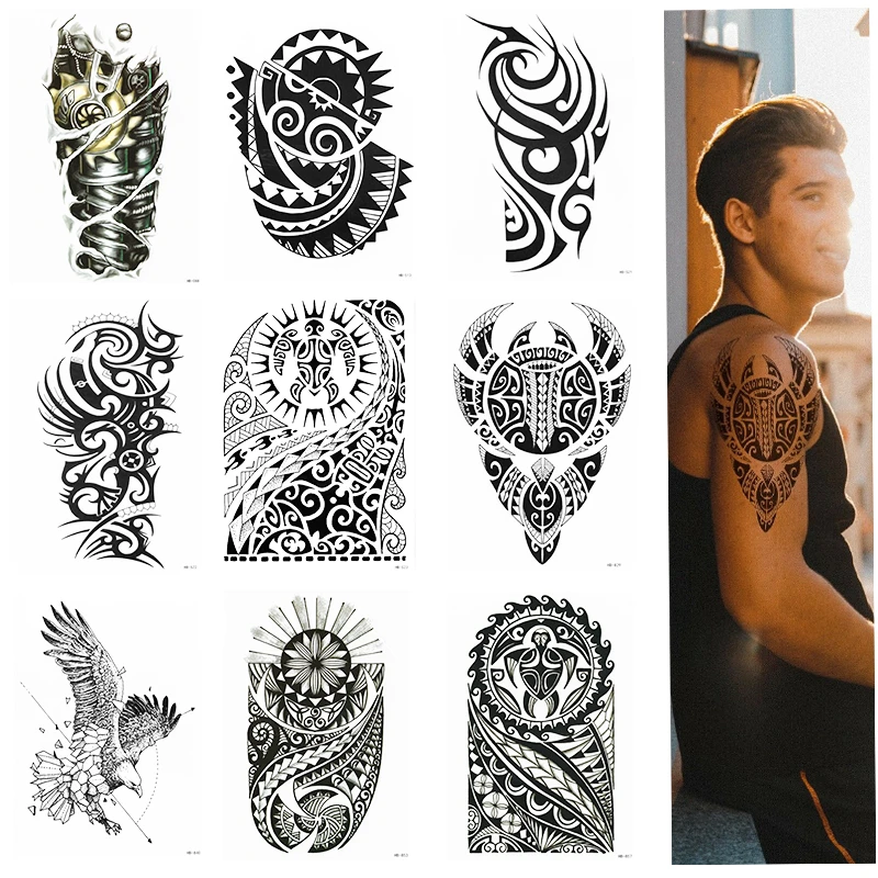Tribal Temporary Tattoo Sleeve, Arm, Samoan, Maori, Mens, Womens,  Waterproof - Temporary Tattoos - AliExpress