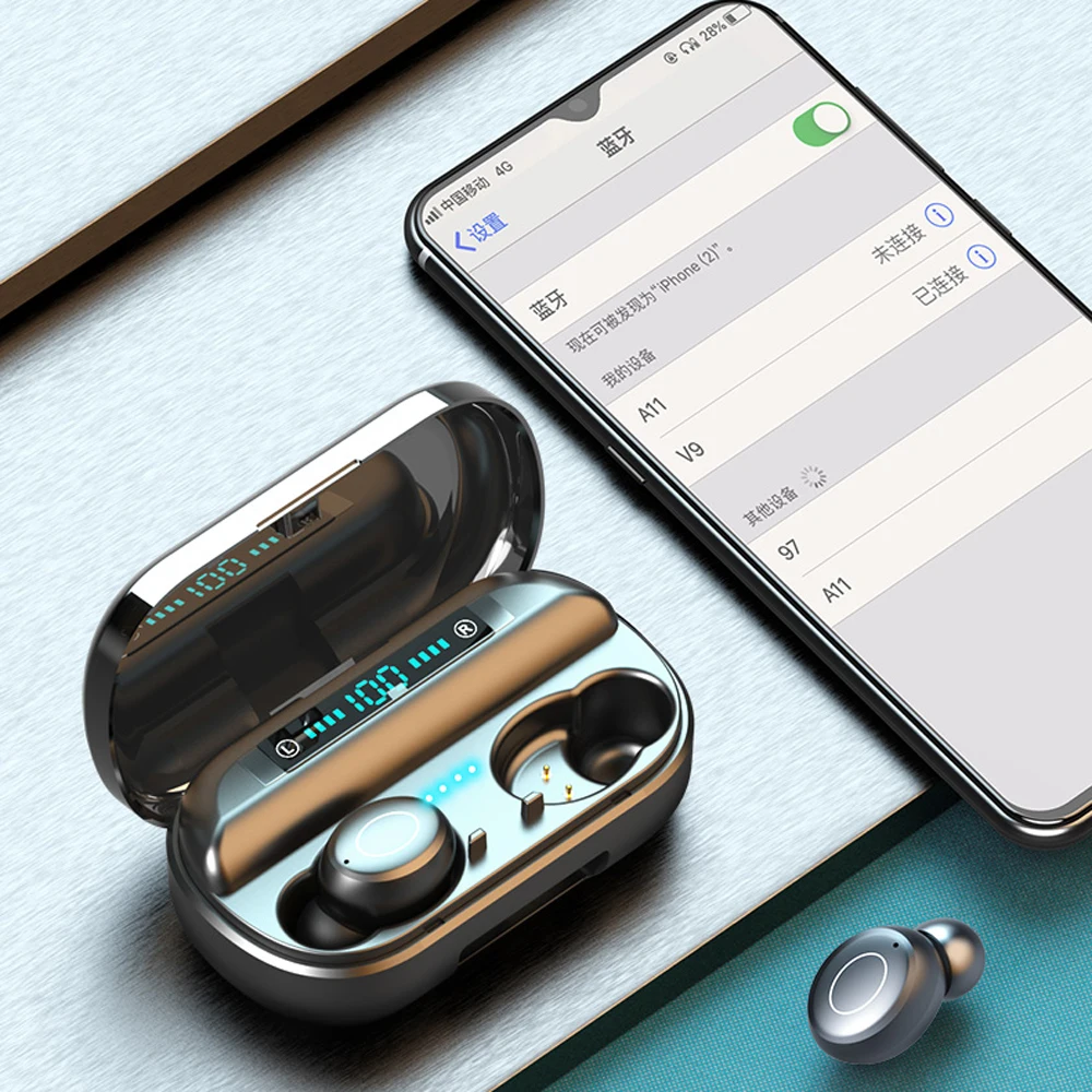 TWS Bluetooth наушники спортивные водонепроницаемые беспроводные наушники 3D HiFi стерео наушники 4H время воспроизведения с мобильным внешним аккумулятором для samsung