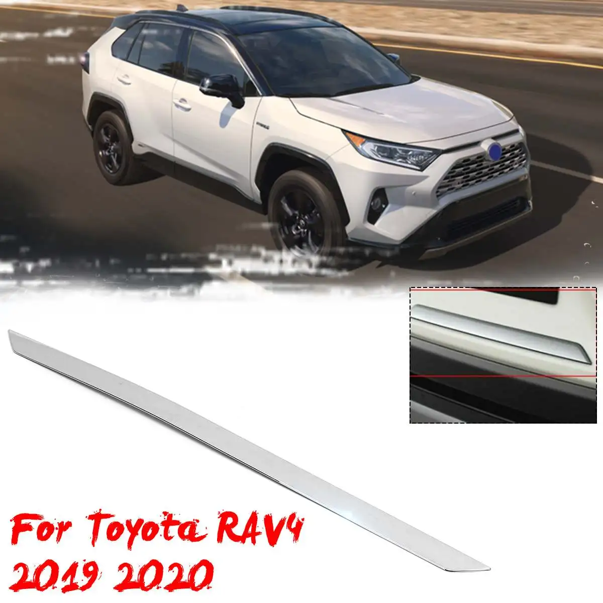 

ABS Chrome Rear Trunk Lid Bottom Molding Strip 3D Sticker Cover Trim For Toyota RAV4 2019 2020