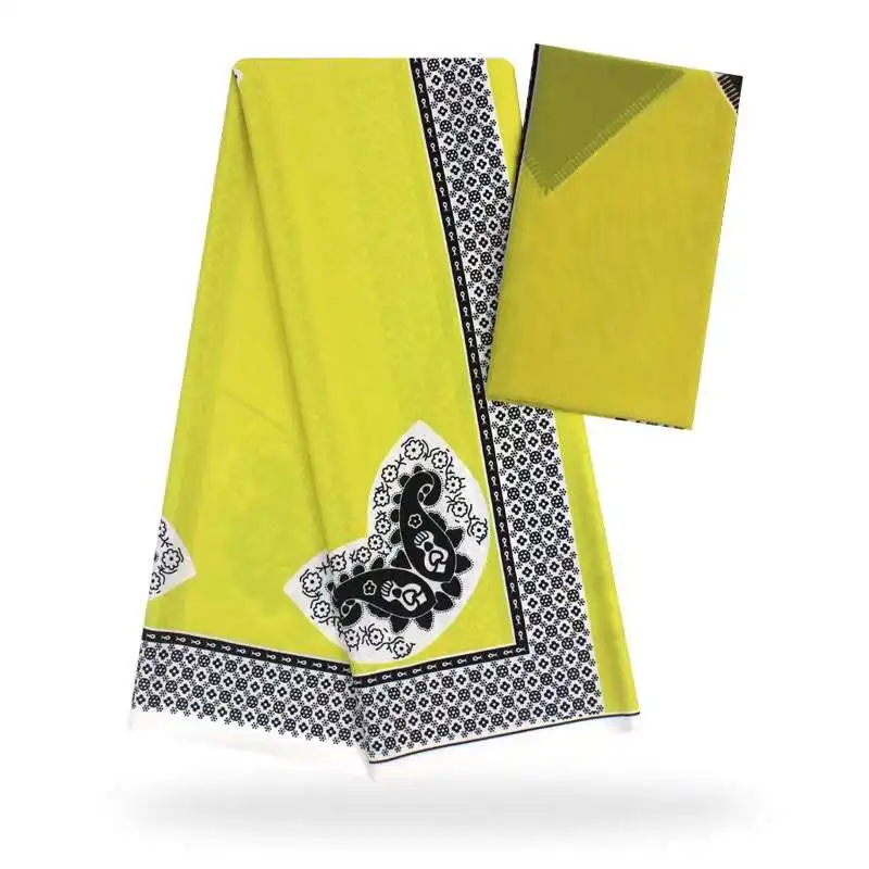 Новейший стиль ленты Шелковый воск черно-белая шелковая ткань африканская ткань Анкара настоящая шелковая ткань 4+ 2 ярдов для вечернего платья SM30