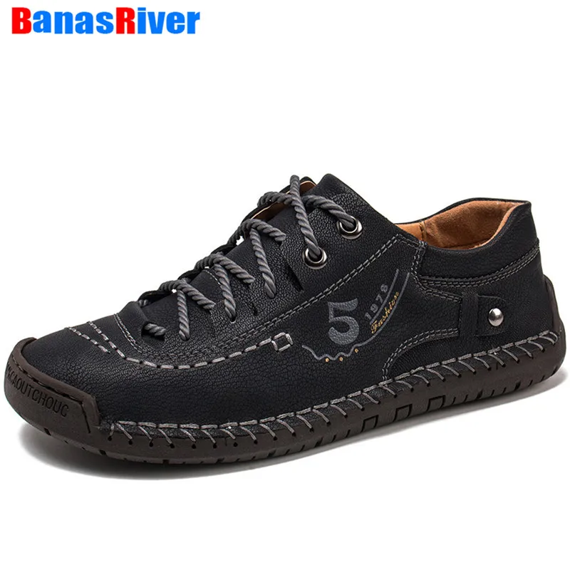 Новая обувь мужские ботинки уличная прогулочная обувь высокого качества из спилка, теплая зимняя обувь на меху, короткая плюшевая обувь на шнуровке, большие размеры 38-48 - Цвет: Black no Plush