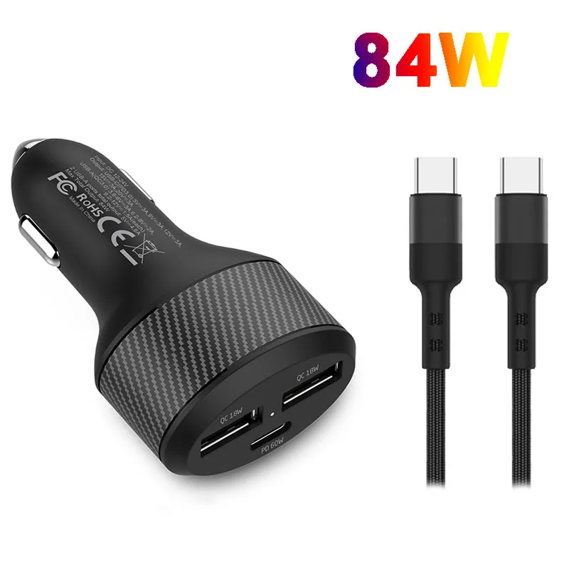 Автомобильный адаптер для быстрой зарядки USB PD 84 Вт MacBook Air iPhone 13 Pro Max 12 Mini 11 SAMSUNG