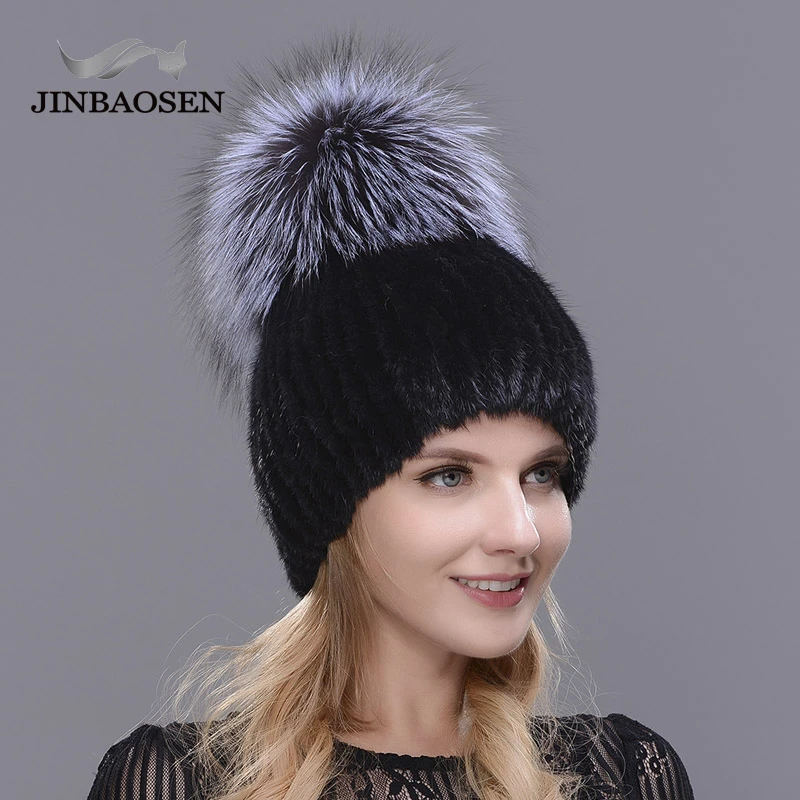 Real Mink Fur Hat For Winter Women Imported Knitted Mink Cap With Fox Fur New Hot Sale High Quality Women Beanies Women S Skullies Beanies Aliexpress