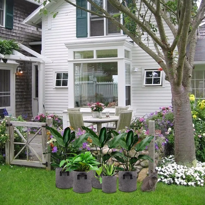 5 размеров серые фетровые горшки садовый пакет для выращивания растений садовые