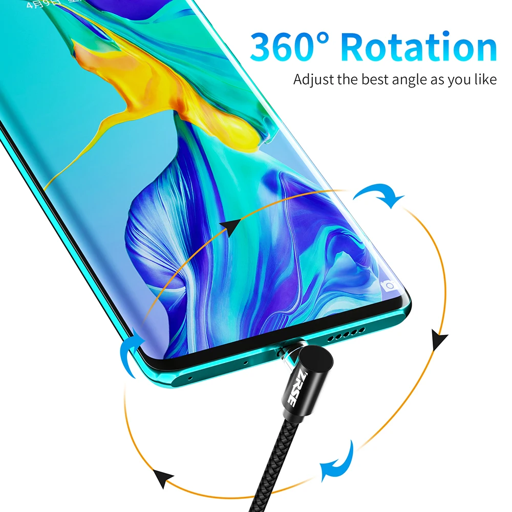 ZRSE 90 градусов магнитное зарядное устройство Micro usb type C кабель для samsung iPhone XS Max Android