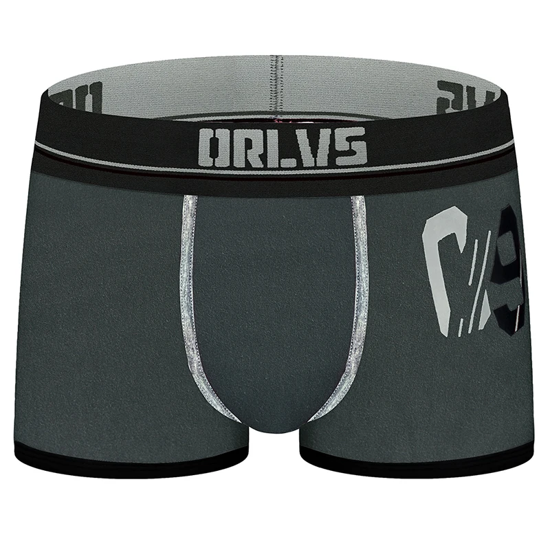 ORLVS Мужское нижнее белье пикантные трусы-боксеры хлопок Cueca Masculina дышащие мужские трусы Ropa Interior Hombre мужские трусы-боксеры U Pouch - Цвет: OR189-gray