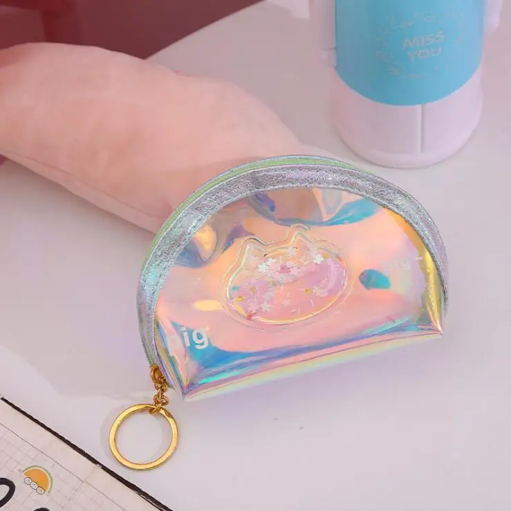 LOOZYKIT маленький мини кошелек с зыбучим песком, голографический женский кошелек из искусственной кожи для девушек, студенческий Кошелек для монет, лазерный держатель для карт для детей - Цвет: Style 7