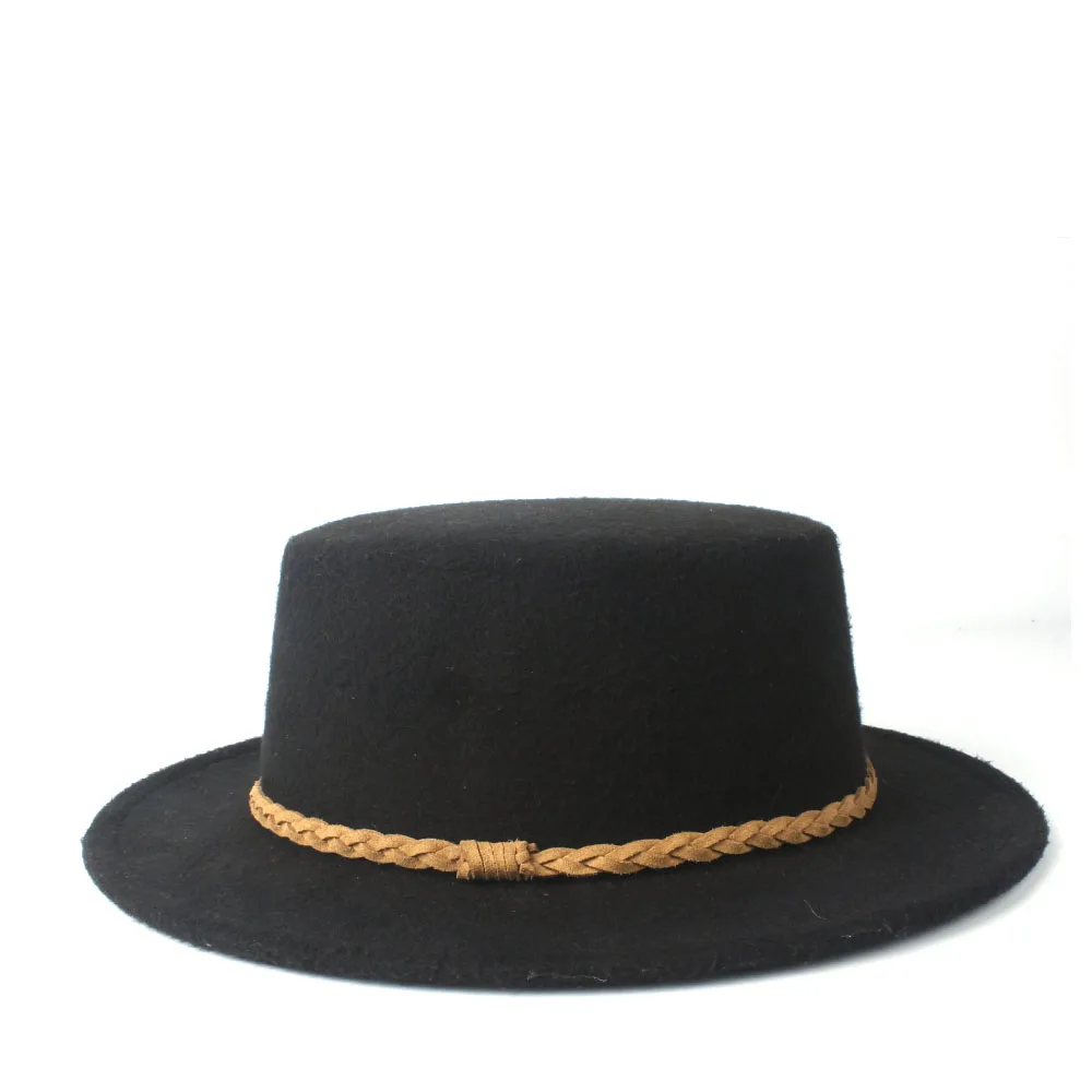 Мужская и Женская шерстяная плоская шляпа-федора, повседневная шапка для церкви, уличная шляпа для путешествий, дикая шляпа-чародей из Трилби джаза, размер 56-58 см