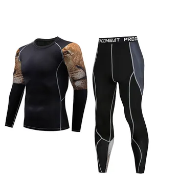 

2020 Brand New Sports Men's Suit Quick-drying Breathable Compression Fabric Personality Pattern Gym Workout Training Track Suit