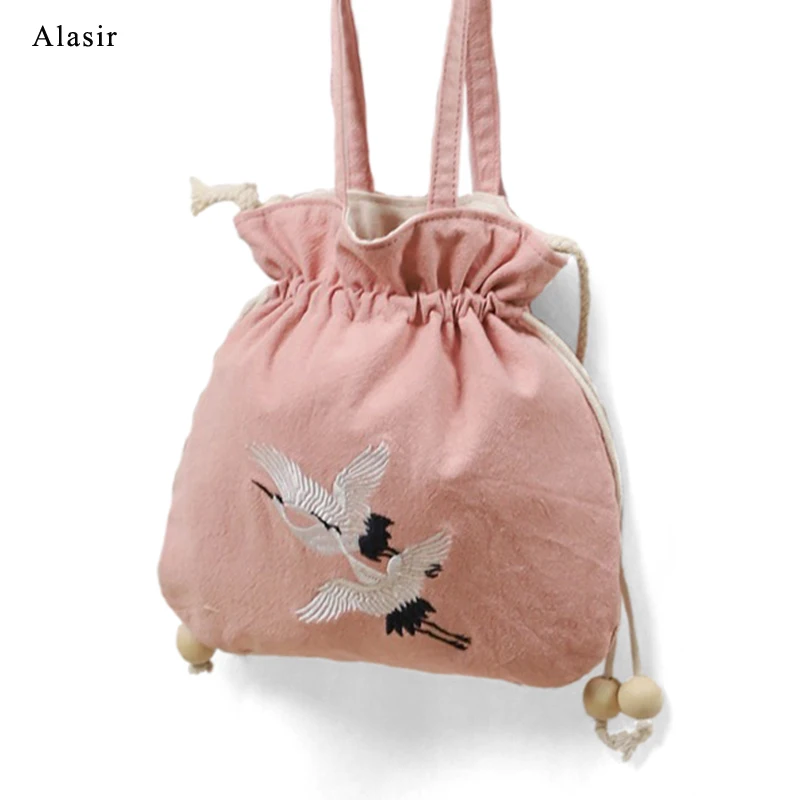 Сумка на шнурке с вышивкой Alasir в китайском стиле льняная дамская сумочка через