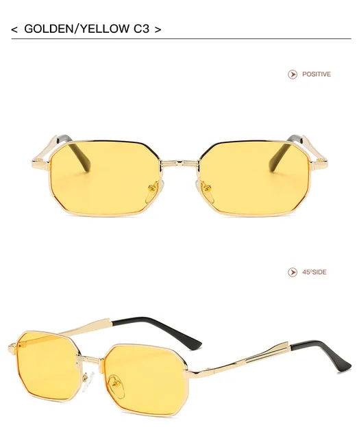 Narrow Rectangular Sunglasses For Men And Women Metal Frame_voghion.com
