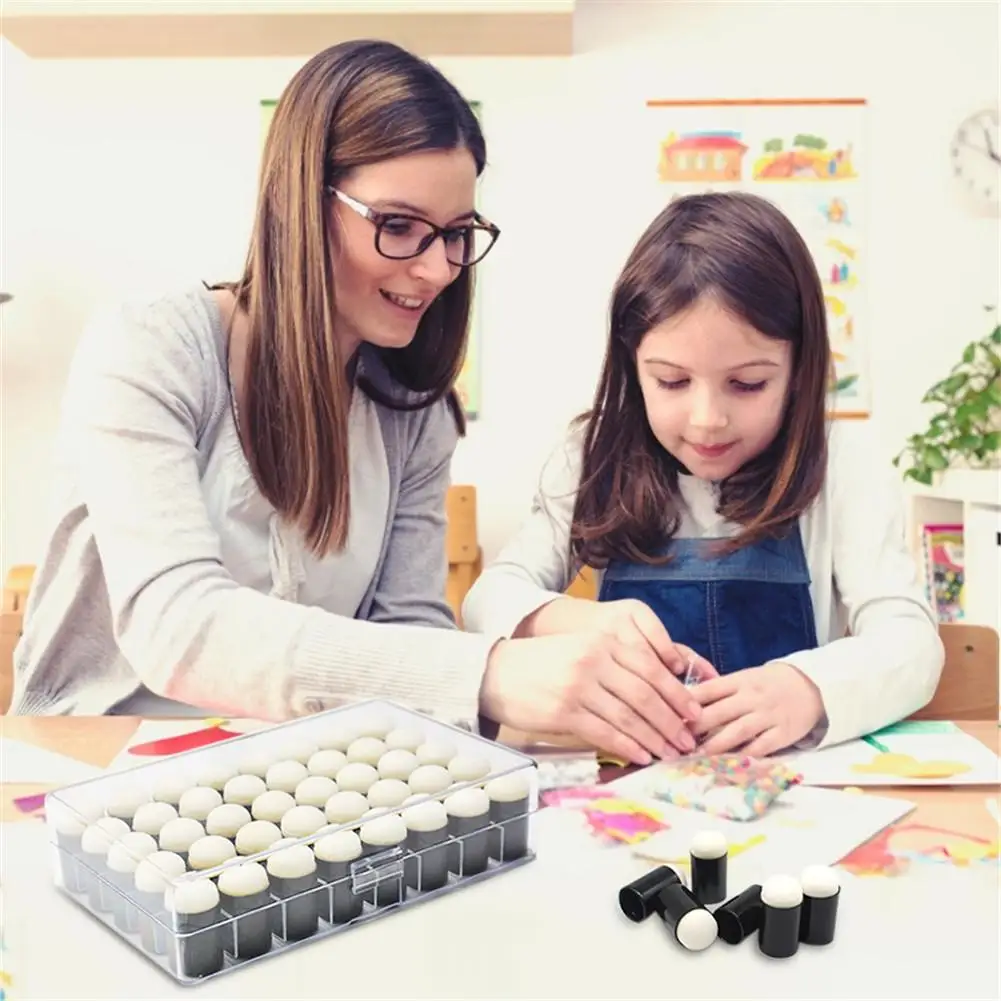 40PCS Sponge Finger Daubers Foam Finger Painting Craft Set With Storage Box For Painting Chalk Card 1 40PCS Sponge Finger Daubers Foam Finger Painting Craft Set With Storage Box For Painting Chalk Card 4