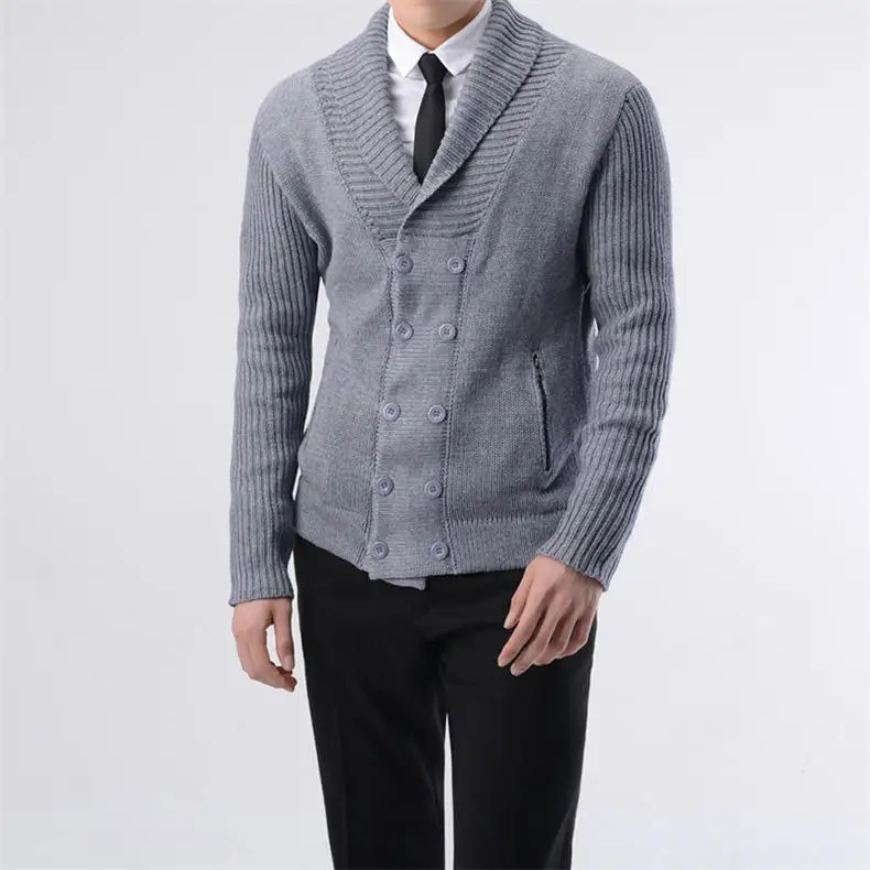 2019 Autumn New Wool Men Sweater Cardigans Winter Business Male Sweater Jacket Coat Men Shawl-Collar Raglan Sleeves Brand MuLS 01