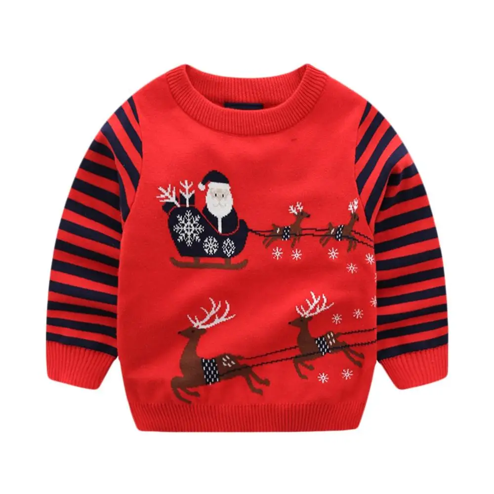 Свитер для маленьких девочек осенне-зимний пуловер для маленьких мальчиков и девочек теплая одежда Детский хлопковый Рождественский свитер для детей от 2 до 8 лет - Цвет: R