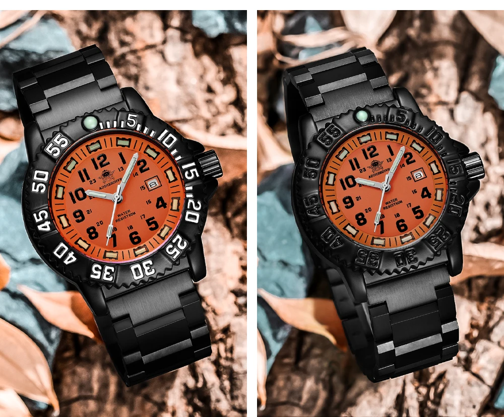 Addies Men Military Outdoor gear Watch 50m Waterproof Luminous Wristwatch relogios masculino Sport stainless steel Men's watches