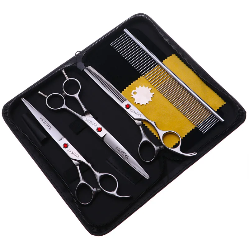 

4Pcs/set Pet Grooming Scissors Kit Curved Professional Pet Grooming Shears for Dogs Cats Animals Silver Style