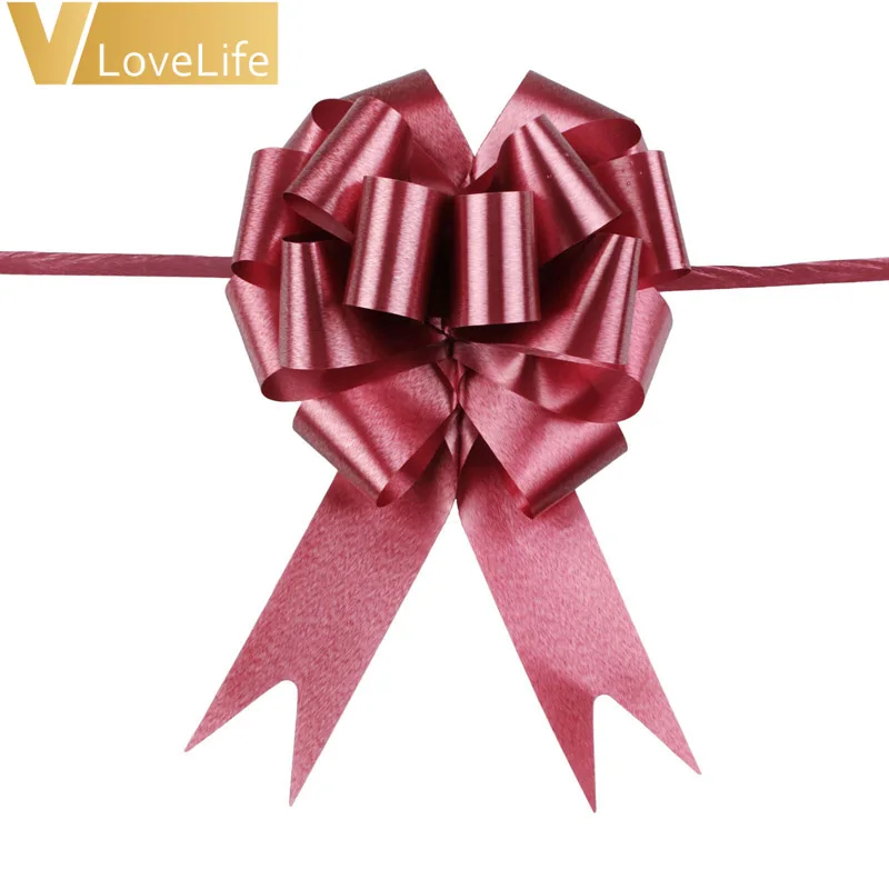 50pcs Beautiful Luster solid Color 18mm Pull Bow ribbon for gift Flower  bowknot Gift Packing Party Wedding Car Room Decoration