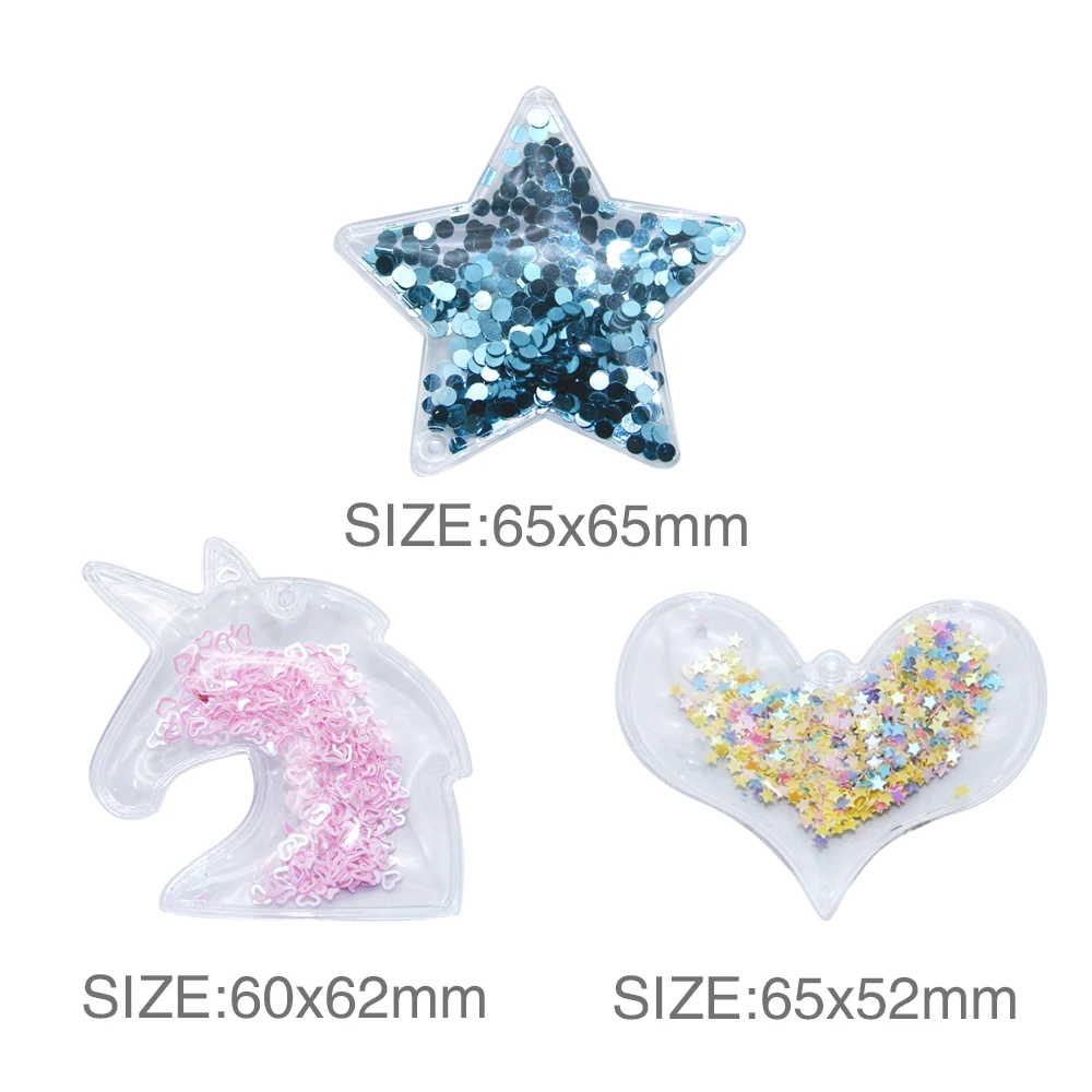 David accessories 10 шт./компл. Star шейкеры прозрачный аксессуары C блестками Сделай Сам DIY бигуди для волос клип материалы для рукоделия, украшения дома, 1Yc8000