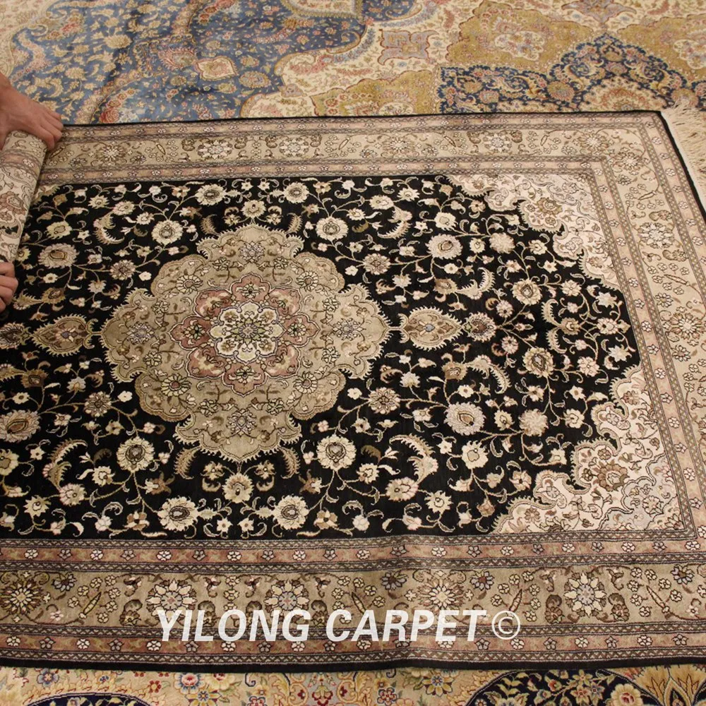 Yilong 4'x6' Традиционный Ковер для спальни антикварная вещь темно-синий Восточный персидский ковер(YJH260A