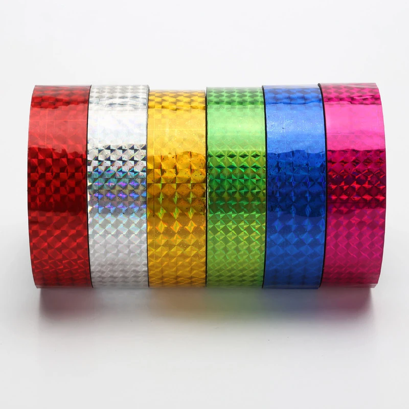 

5Pcs/Lot Office Tapes DIY Colorful Laser Tape Decorative Sticky Stationery Bopp Sticker Kids Scrapbooking Tools 10/15/20/25/50mm