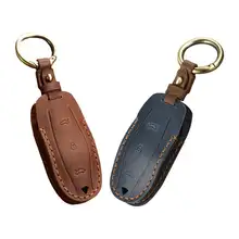 Genuine Leather Key Fob Fit Tesla Model S/X Fob Cove Pocket Case Cover Holder Genuine Leather Key Fob Fit Tesla Model S/X Fob Cove Pocket Case Cover Holder
