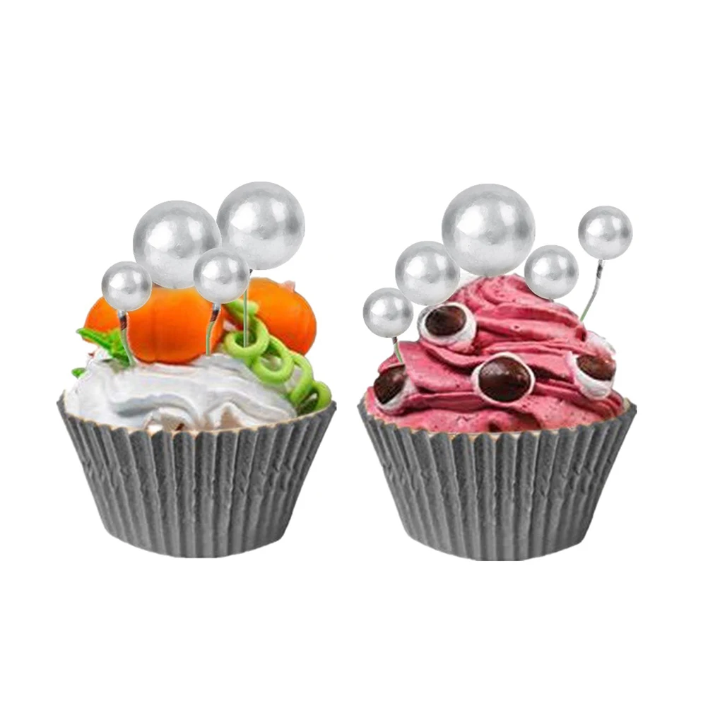12pcs Round Ball Cake Toppper Simple Unique Cupcake Toppers Fruit Dessert Cake Picks Ornaments Baking Decor Wedding Birthday