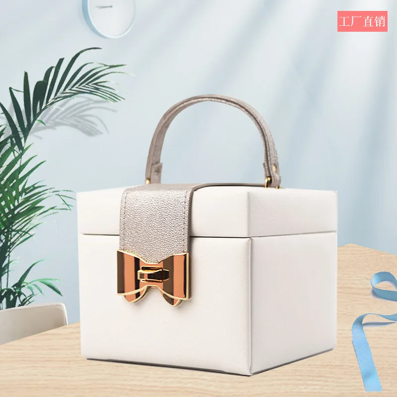

European and American Large-capacity Multifunctional Three-layer Portable Jewelry Storage Box Earrings Ring Portable Storage Box