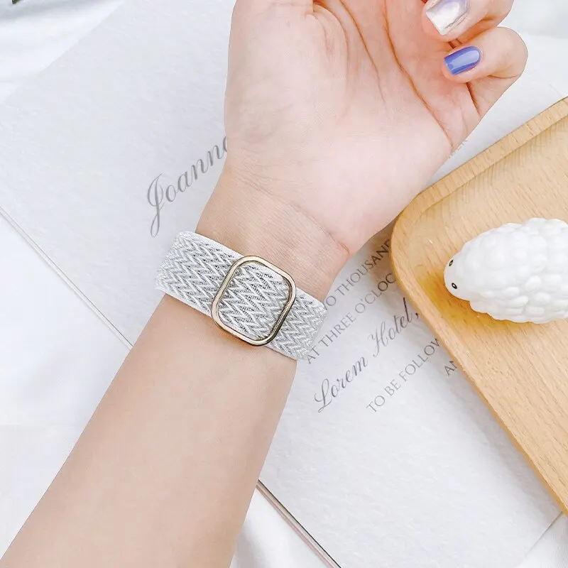 Nylon Strap for Apple Watch Band Ultra2-1 49mm 41mm 45 mm 38/42 Bohemian Elastic Bracelet iWatch Series 9 8 7 6 5 4 3 Se 40/44mm