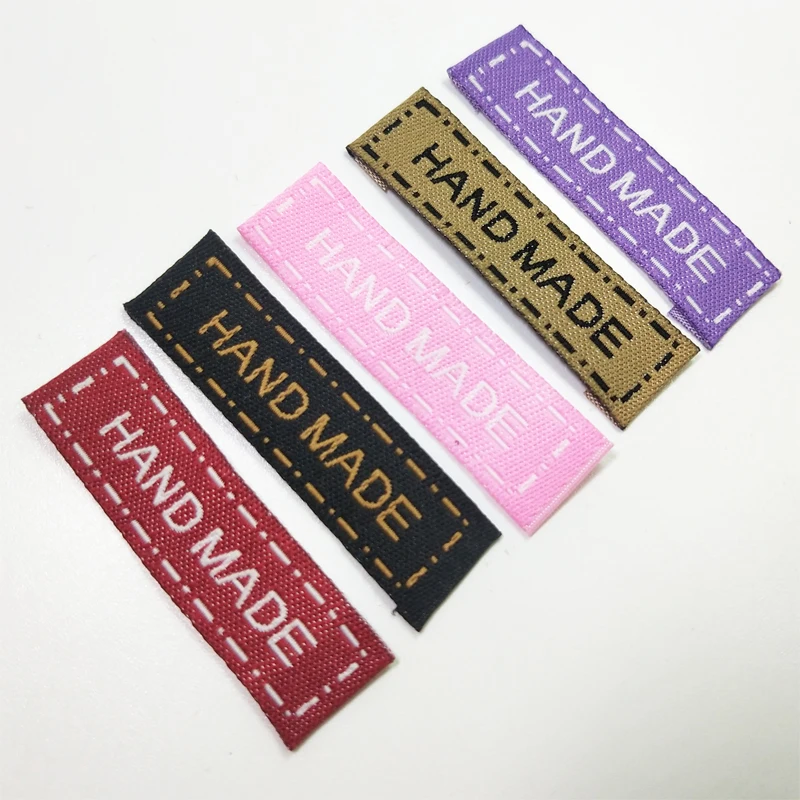 FreeShipping100pcsMixDIYHandMadeLetterFabricLabelsSewingAccessoriesCottonMainLabelsForT shirtBabyLothingClothingLabel4.5X1.5CM|fabric labels|label