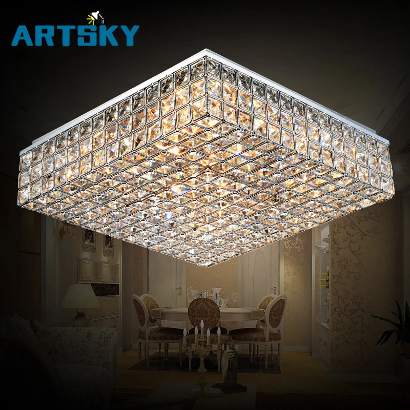 

Modern Minimalist Style Master Bedroom LED Square Crystal Ceiling Lamp