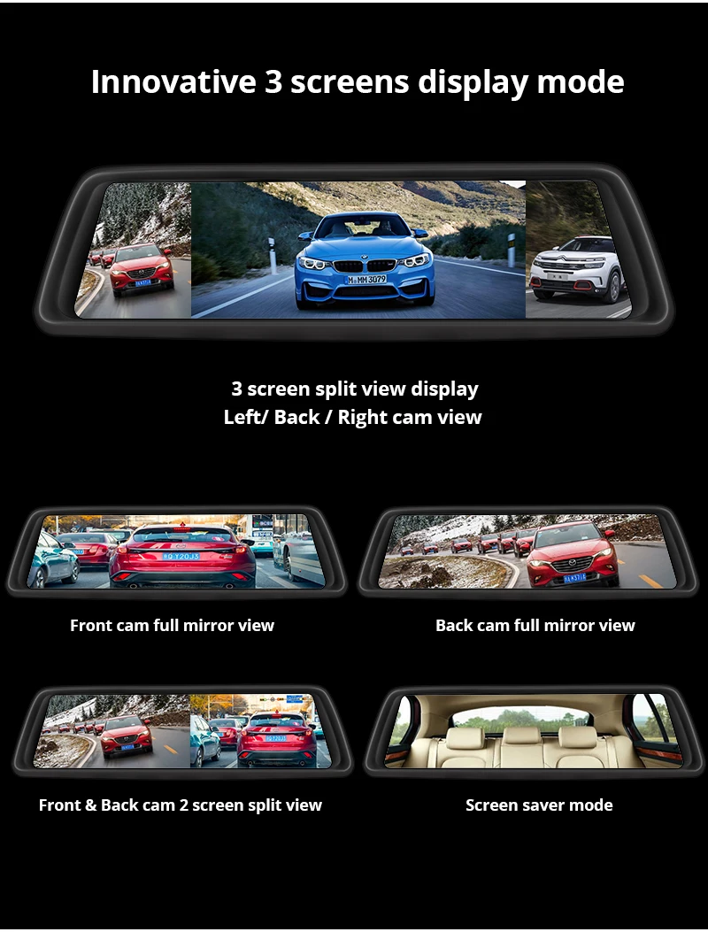 Car DVRs 360 Degree Panoramic 10"Android5.1 GPS Navigator Rearview Mirror 4 Channel Cameras Video Recorder ADAS 4G Wifi Dash Cam