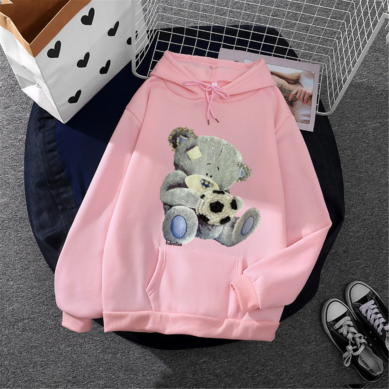 Kawaii Sweatshirts Hoodies Women's Fashion Long Sleeve Cute Animal Printed Hoodie Loos Blouse Top Oversized Sweatshirt Harajuku 2