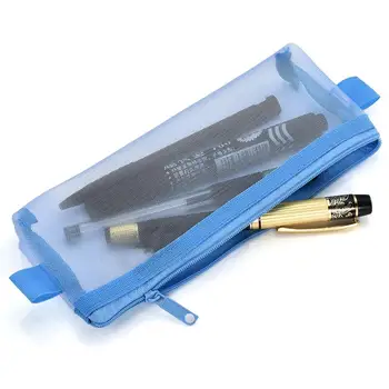 

Large Capacity Translucent Portable Zipper Mesh Pencil Case Pen Storage Bag Gift Featuring transparent mesh design to find stuff