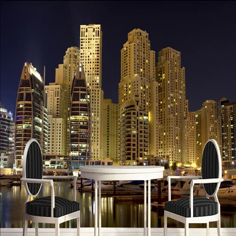 

Drop Shipping Custom Photo Wallpaper High Quality 3D Stereo City Nightscape Backdrop Wallpaper Mural Hotel Restaurant Decoration